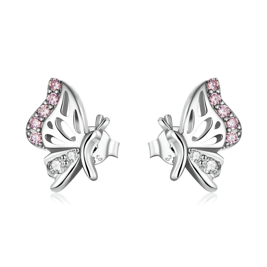woemiya 925 Sterling Silver Delicate Butterfly Stud Earrings