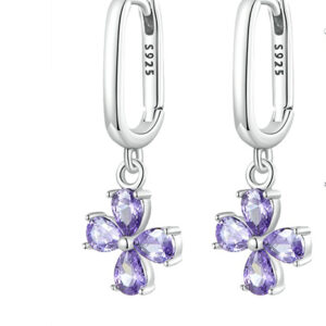 woemiya Purple zirconium cross earrings WSE1003
