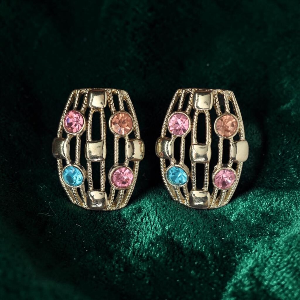 Multi Colour Rhinestones Earrings