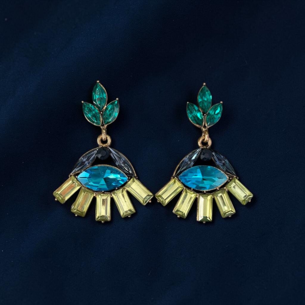 Fan Stone Aurora Crystal Drop Earrings