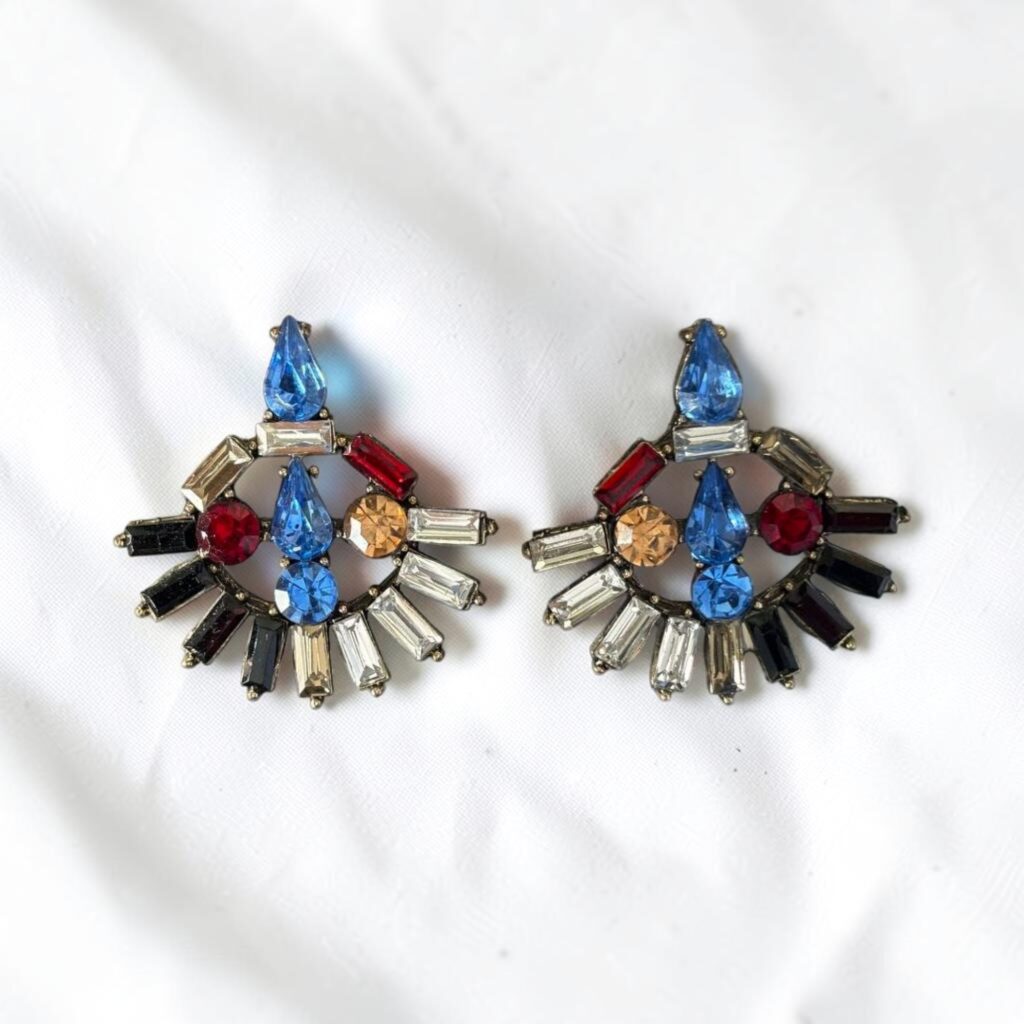 Vintage Look Multicolour Crystal  Earrings