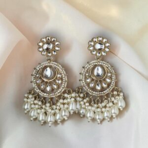 Stylish Champagne Gold Kundan  Earrings