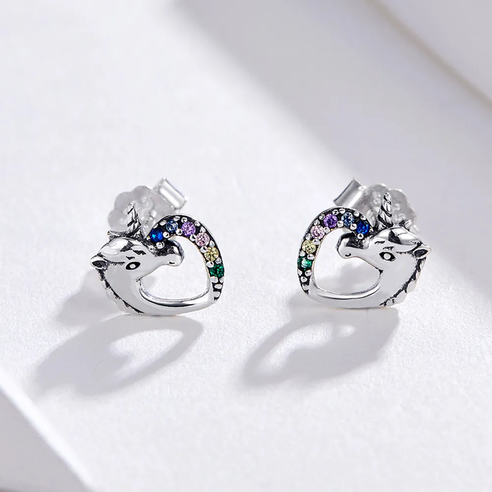 Silver Lovely unicorn Stud Earring