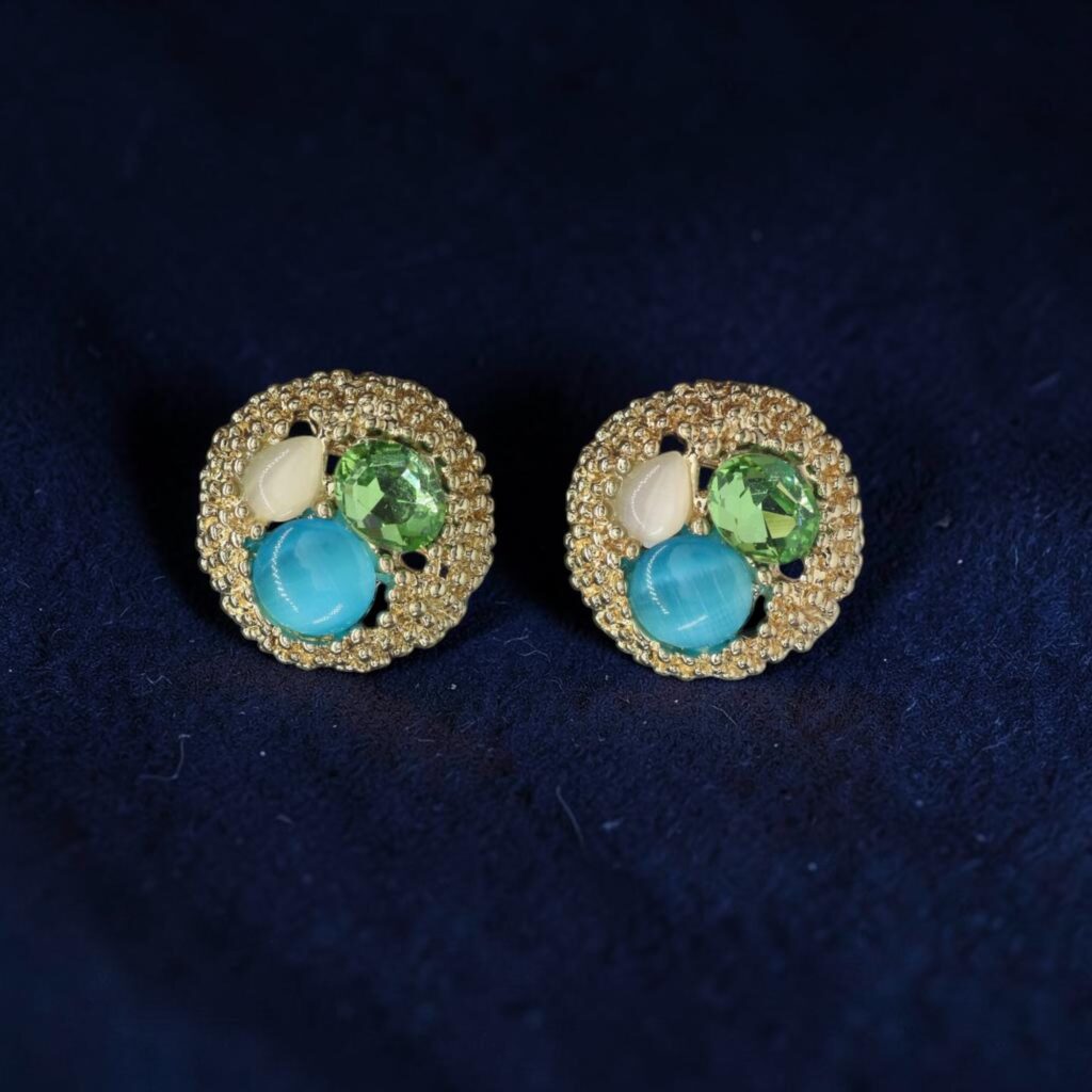 Gold-toned textured stud earrings