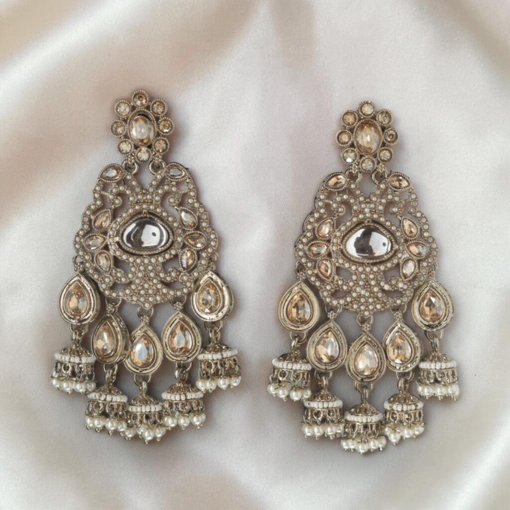Premium Polki Style Chandbali Jhumka Earrings
