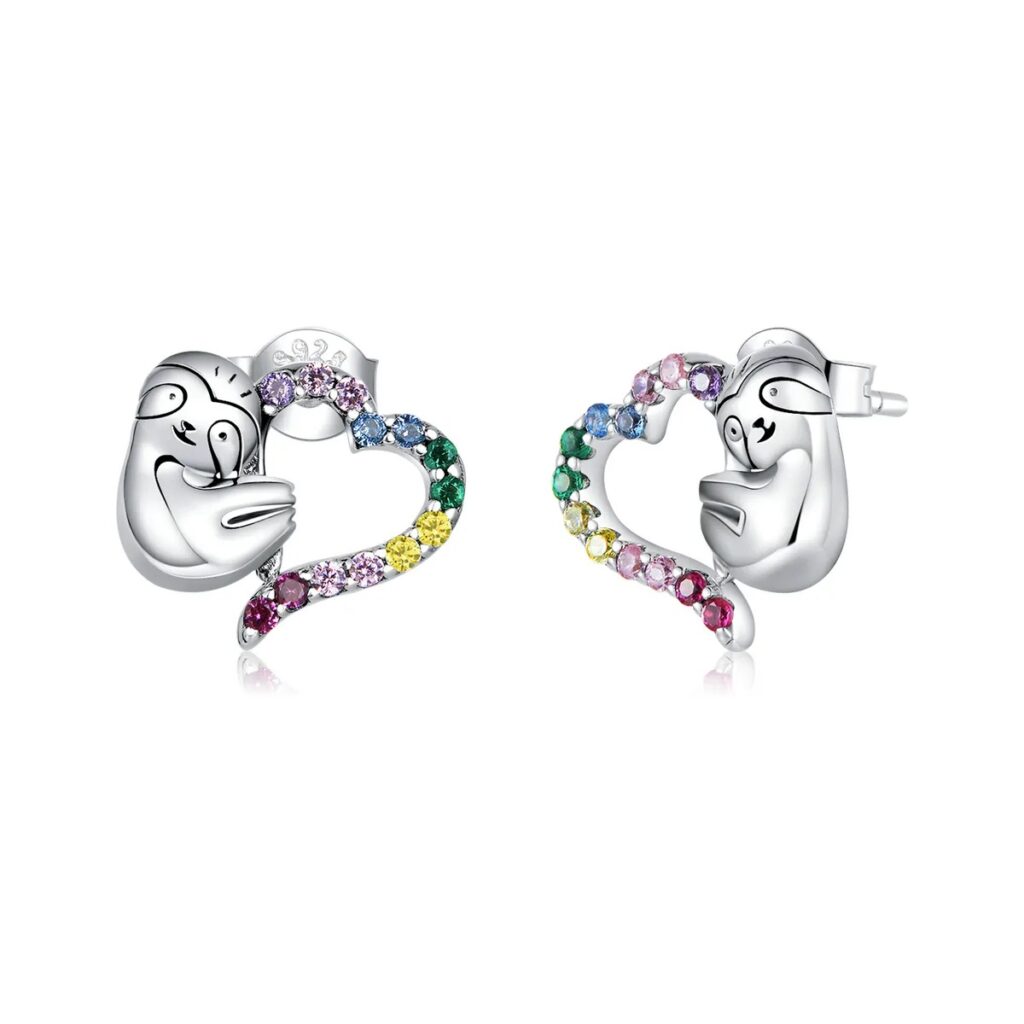 Silver Cutie Sloth Stud Earring
